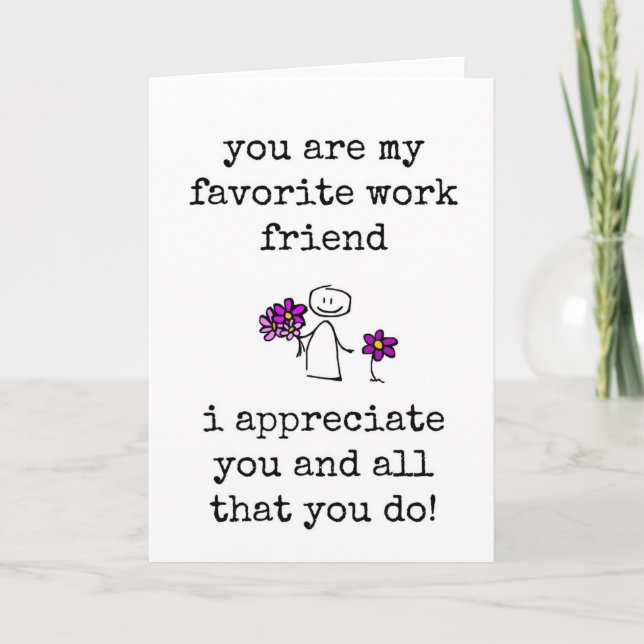 Favorite Work Friend, Coworker Appreciation Card (Front)