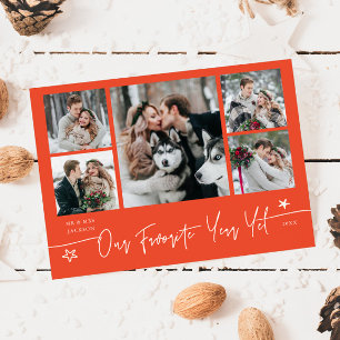 Favorite Year Holiday Newlywed Photo Red Card