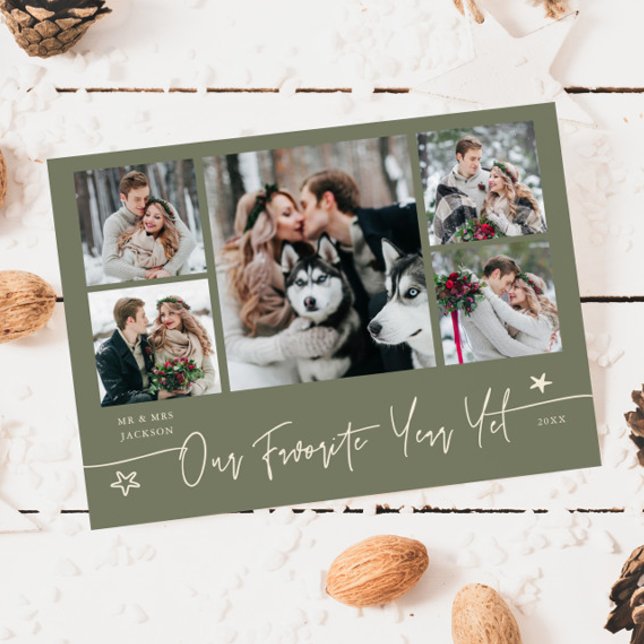 Favorite Year Holiday Newlywed Photo Sage Green (Creator Uploaded)