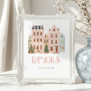 Favors Christmas village Winter Baby Shower Poster