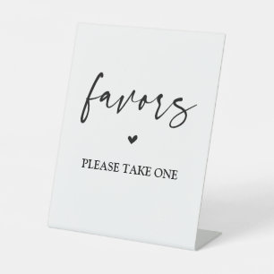 Favors minimalist pedestal sign