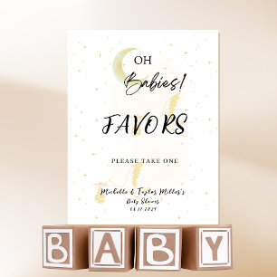 FAVORS Neutral Twin Storks Baby Shower Pedestal Sign