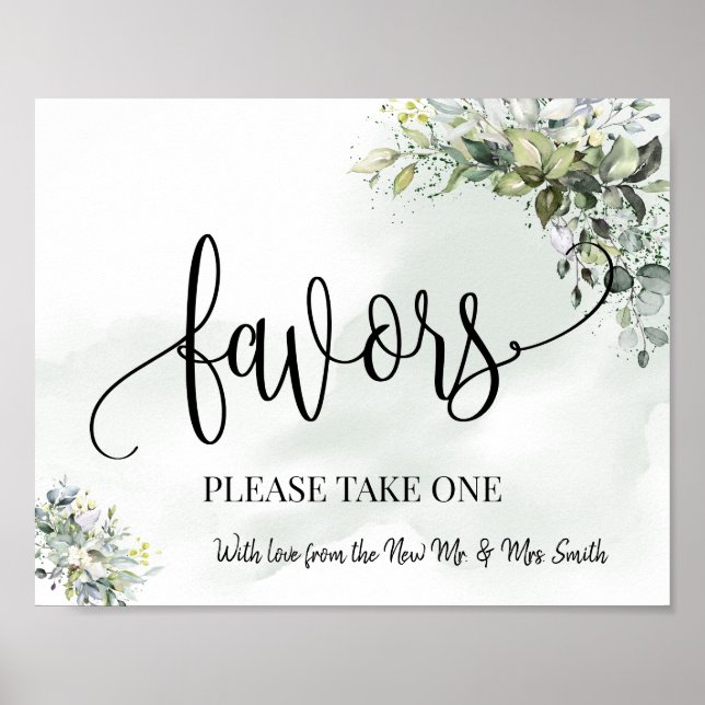 Favors party sign wedding reception eucalyptus (Front)