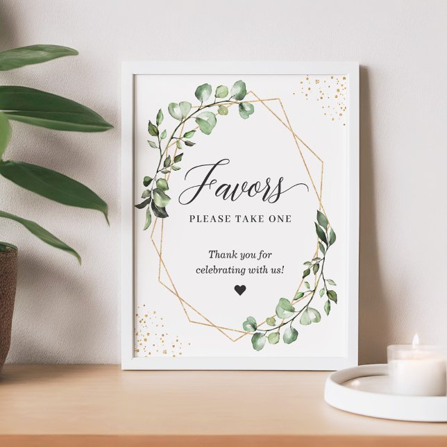 Favors Please Take One Eucalyptus Gold Geometric Poster (Creator Uploaded)