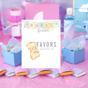 Favors Table Sign Baby Sprinkle Bear and Banner