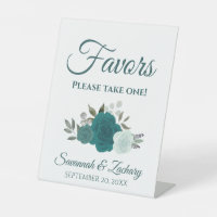 Favors Take One Teal Aqua Turquoise Roses Wedding