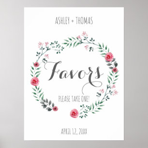 FAVORS Wedding floral calligraphy sign