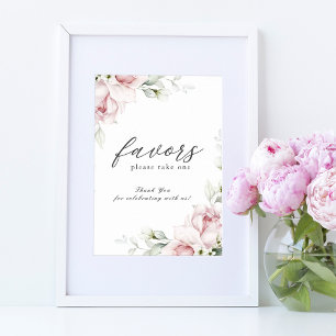 Favors Wedding Sign Floral Romantic Roses Sign