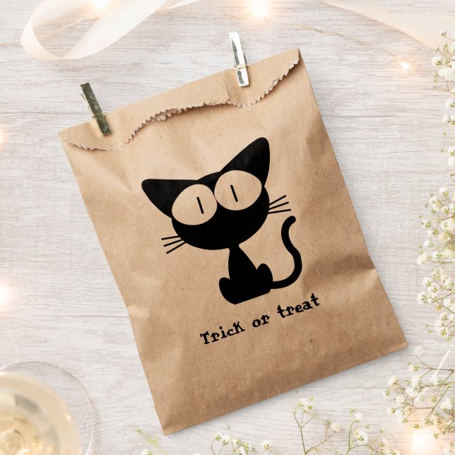 Favour Bag - Trick or Treat with Cute Black Cat (Clipped)