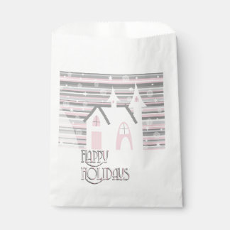 Favour Bags - Pink & Grey Wintry Scene