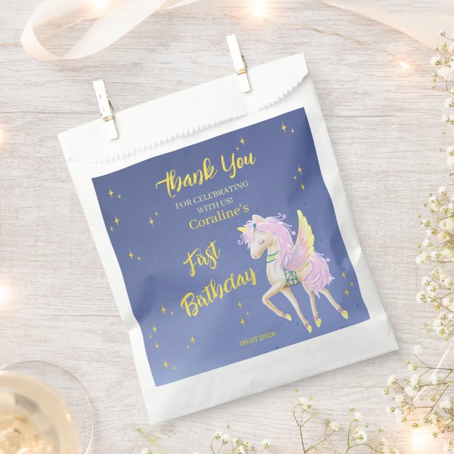 Favour Bags "Thank you"with gentle unicorn  (Clipped)