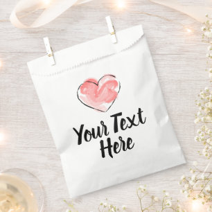 Favour Bags With Cute Heart, Write your own text