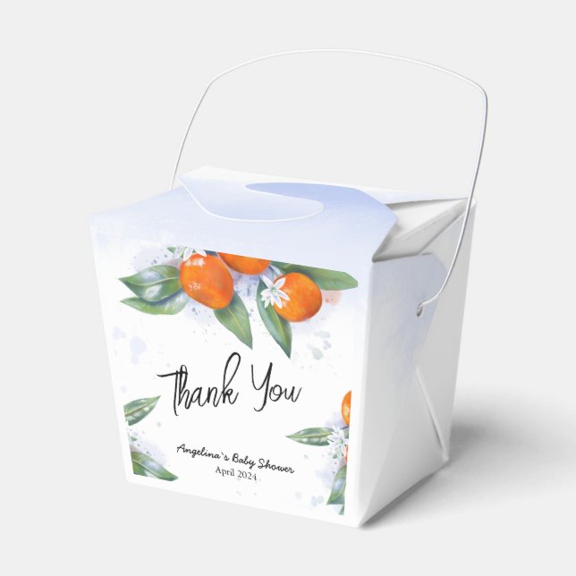 Favour Box for baby shower with tangerine (Front Side)