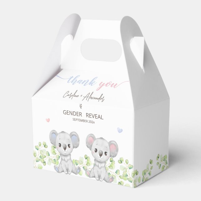 Favour Box for Koala Gender Reveal Party.  (Front Side)