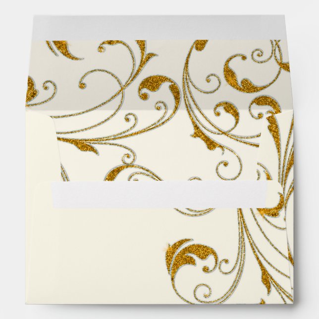 Favour Box Glam Old Hollywood Regency Black Tie Envelope (Back (Bottom))
