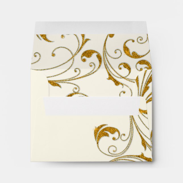 Favour Box Glam Old Hollywood Regency Black Tie Envelope (Back (Bottom))