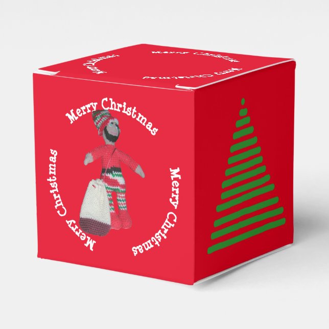 Favour Box - Merry Christmas Elf and Tree (Front Side)