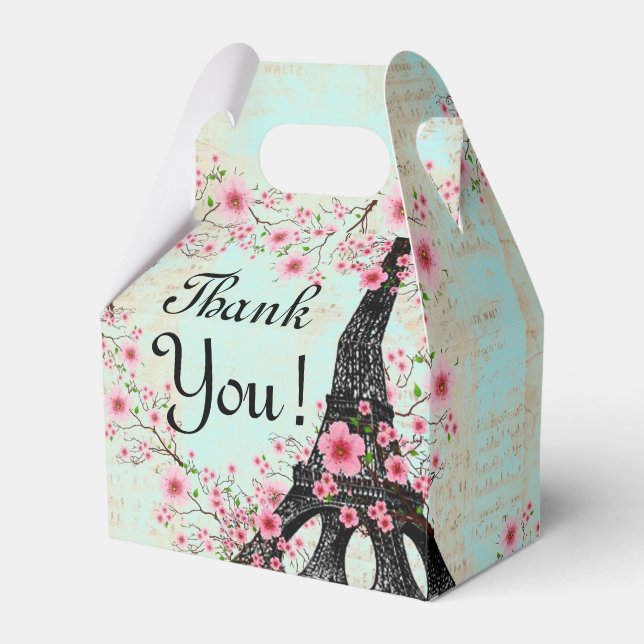 Favour Box Paris Eiffel Tower Aqua Blue (Front Side)
