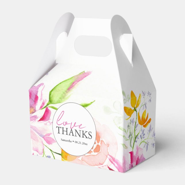 Favour Boxes Baby Shower Watercolor Florals (Front Side)