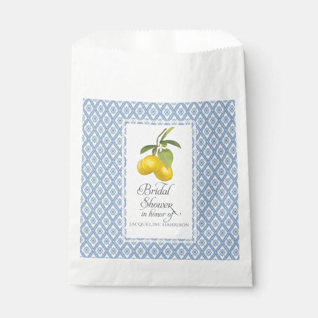 Favour Bridal Shower Boho Farmhouse Barn Lemon Blu Bags (Front)