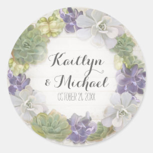Favour Gift Bag Stickers Succulent Wooden Western