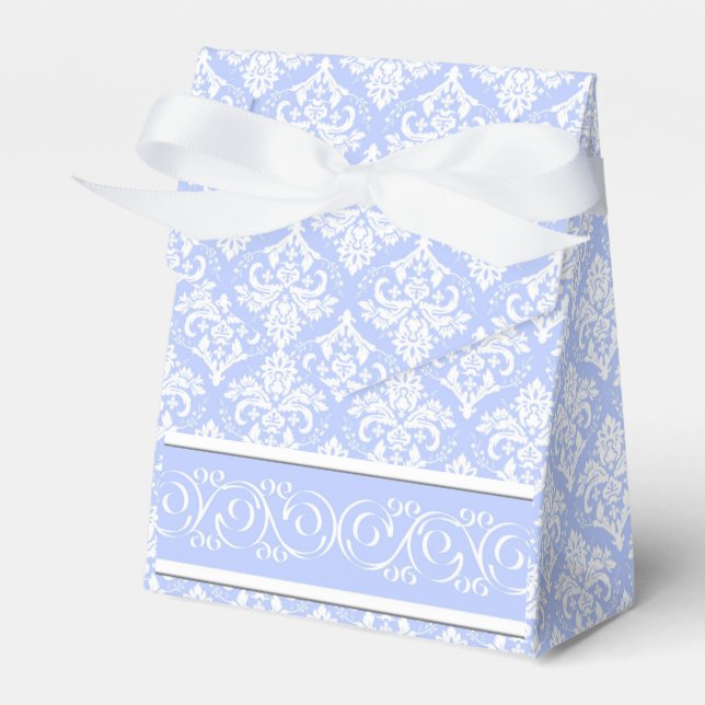 Favour/Gift Box - Wedgewood Blue Damask (Front Side)