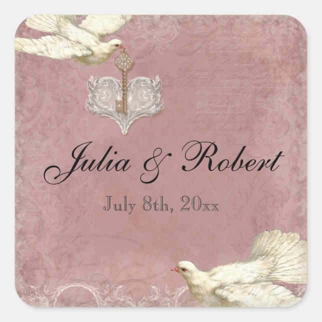 Favour Gift Sticker - Peacock Feathers Wedding Sea (Front)