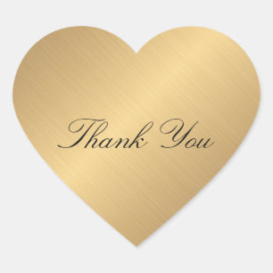 Favour Golden Heart Lace  Thank You Sticker