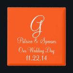 Favour Orange Red High End Matching Colour Magnet<br><div class="desc">Wedding Favour Monogram Magnets Featuring Bride's Name,  Groom's Name and Wedding Date Designer Solid Colour Style Option -  custom and custom Designer Design Option - Orange Red High End Matching Colour Colour Shade custom magnets are just right for giving out as mementos and wedding favours.</div>