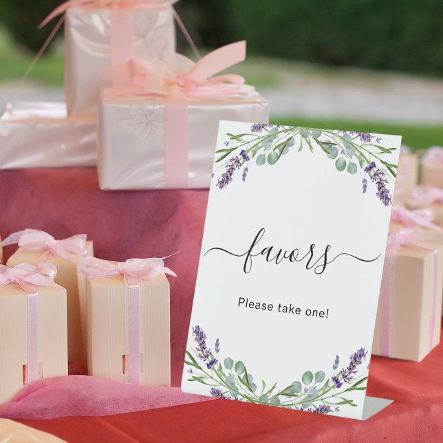 Favour party lavender violet floral eucalyptus pedestal sign (Creator Uploaded)