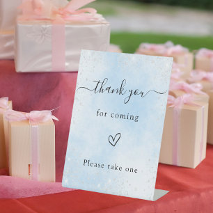 Favour sign blue silver wedding