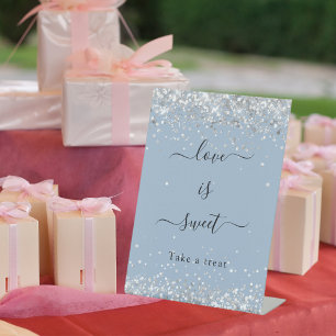 Favour sign dusty blue silver love is sweet weddin
