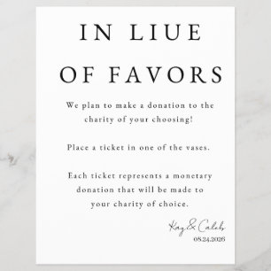 Favour Sign for Wedding Flyer