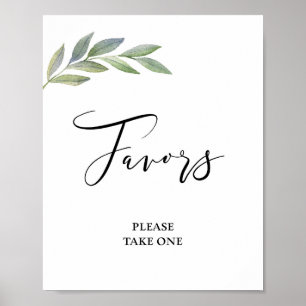 Favour Sign Olive Leaf Greenery Wedding