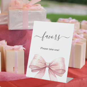 Favour sign pink bow white