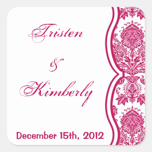 Favour Stickers Fusia White Damask Lace Print Patt (Front)