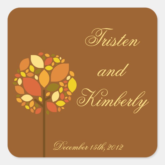 Favour Stickers Modern Autumn Tree Fall Foliage (Front)