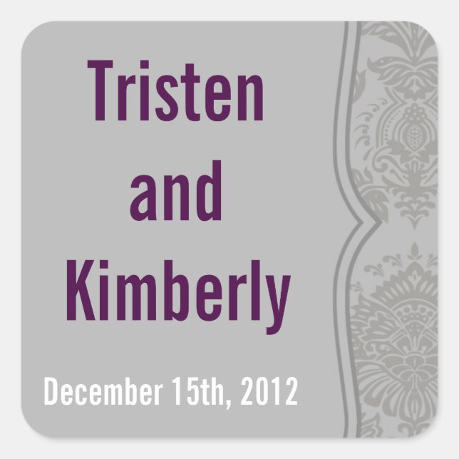 Favour Stickers Modern Grey Damask Lace Print Patt (Front)