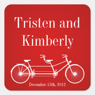 Favour Stickers Whimsical Crimson Red Double Bike