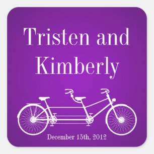 Favour Stickers Whimsical Purple Double Bike Bicyc