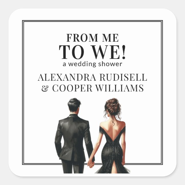 Favour Tag Wedding Stickers Elegant Black and Whit (Front)