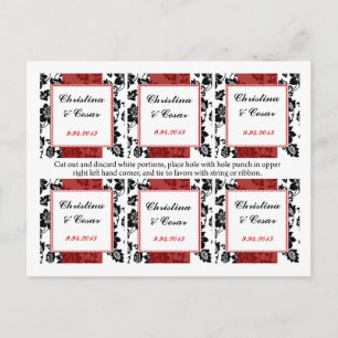 Favour Tags Black Flourish Red Stripe Postcard