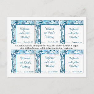 Favour Tags Blue Tree / Snowflakes Postcard