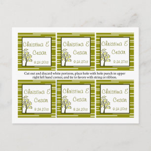Favour Tags Green Pear Fruit Stripes Pears lime-gr Postcard