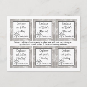 Favour Tags Grey Snowflakes Postcard