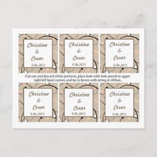 Favour Tags Magenta Light Coral Pink/Brown Swirls  Postcard