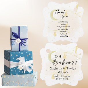 Favour Tags Oh Babies! Neutral Twin Storks 