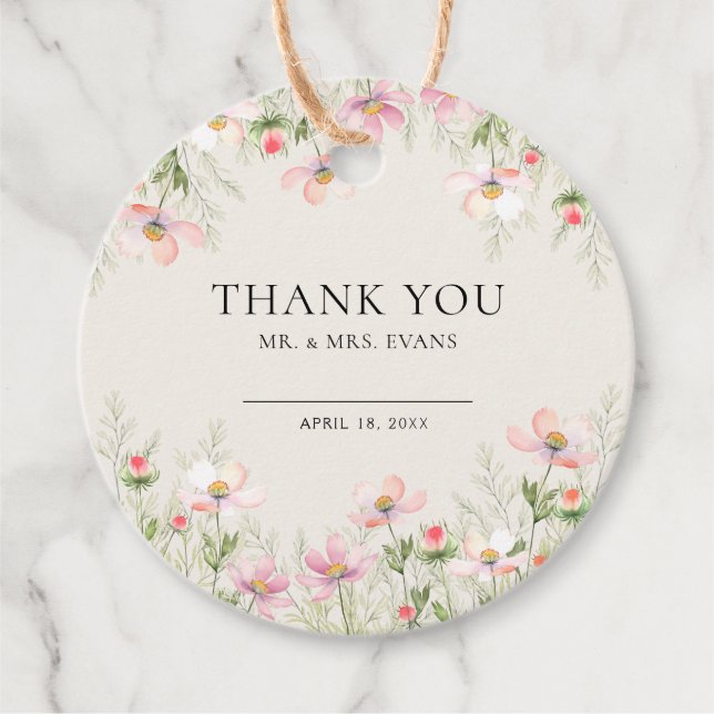  Favour Tags Wildflower Wedding. (Front)