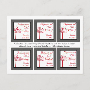 Favour Tags Winter Grey/Red Tree Postcard