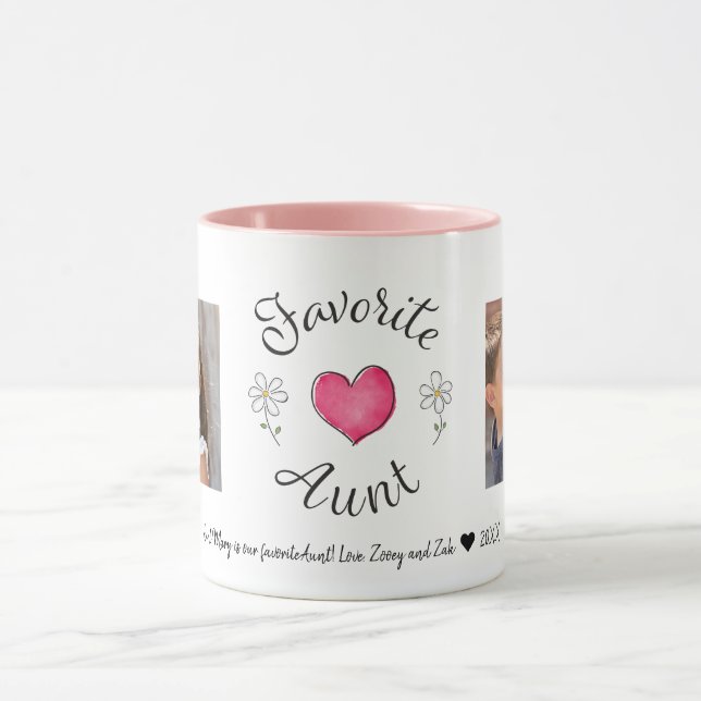Favourite Aunt 2 Photo Custom Mug (Center)